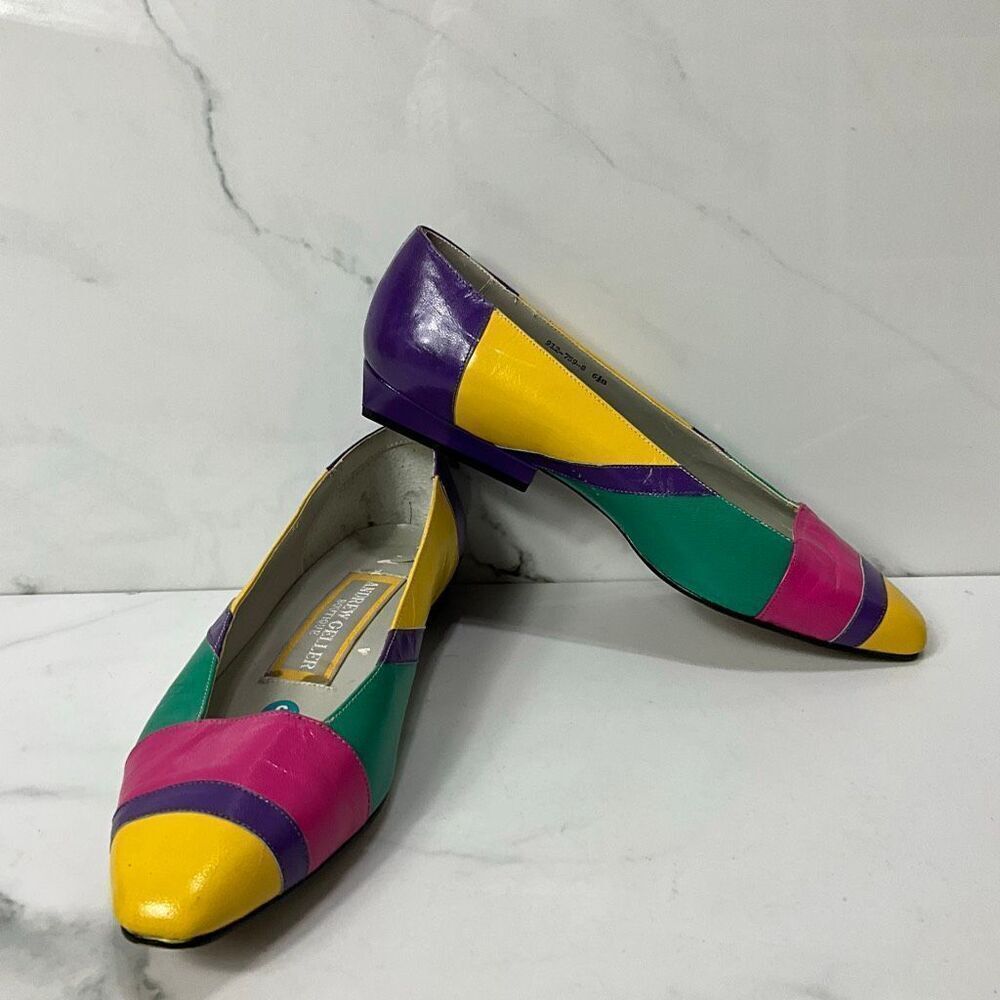 VINTAGE 80’s Andrew Geller Color Block Flat Shoes